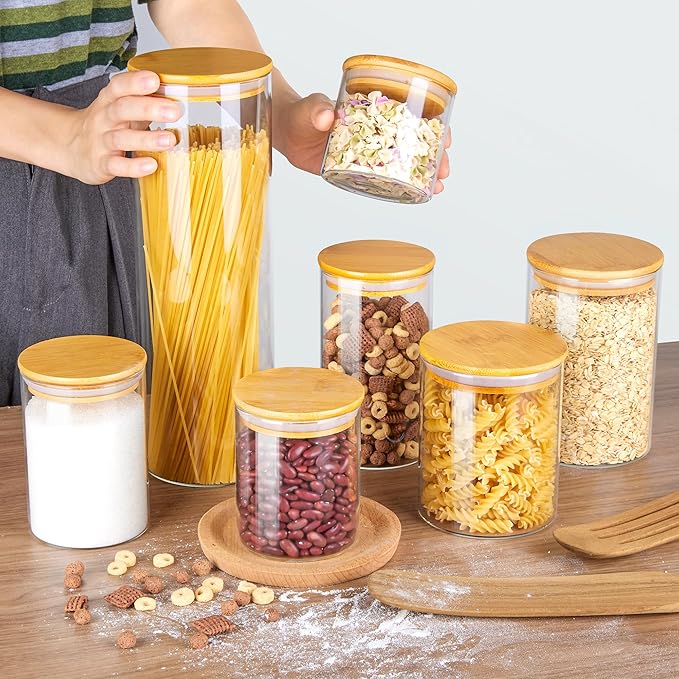 Vtopmart Glass Food Storage Jars, 7 Pack Kitchen Containers