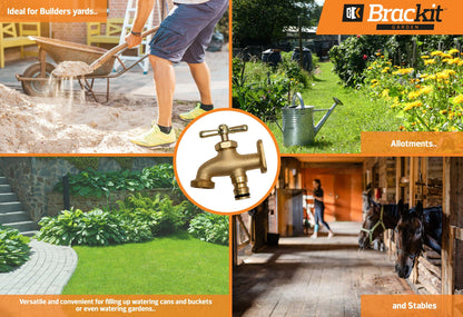 HOMEKIT Brass Hose End Tap – Outdoor Brass Tap, Allotment Taps, Outside Anywhere Taps for Convenient Water Access