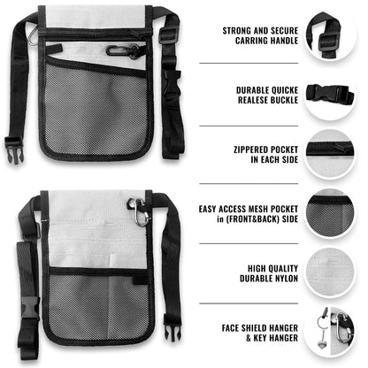 ASA TECHMED Nurse Utility Belt – Complete Medical Belt Utility Kit, Pro Pack Pocket Organizer Pouch Hip Bag for EMT, CNA, NP, PA, Student, White