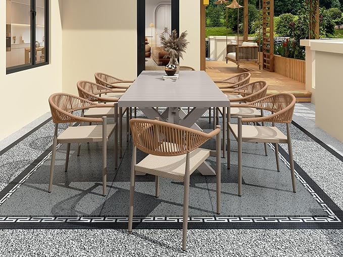 TWT Patio Dining Chairs Outdoor Stackable Dining Chairs for All Weather, Breathable Textilene Garden Outdoor Furniture for Backyard Deck (Brown, Set of 4)