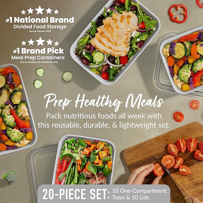 Bentgo 20-Piece Lightweight, Reusable BPA-Free 1-Compartment Containers