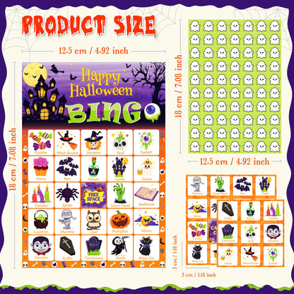 OHOME Halloween Games - Halloween Bingo for Kids | Halloween Party Favors - 24 Players Halloween Toys Gifts Party Supplies | Halloween Crafts Accessories Treats Activities for Family