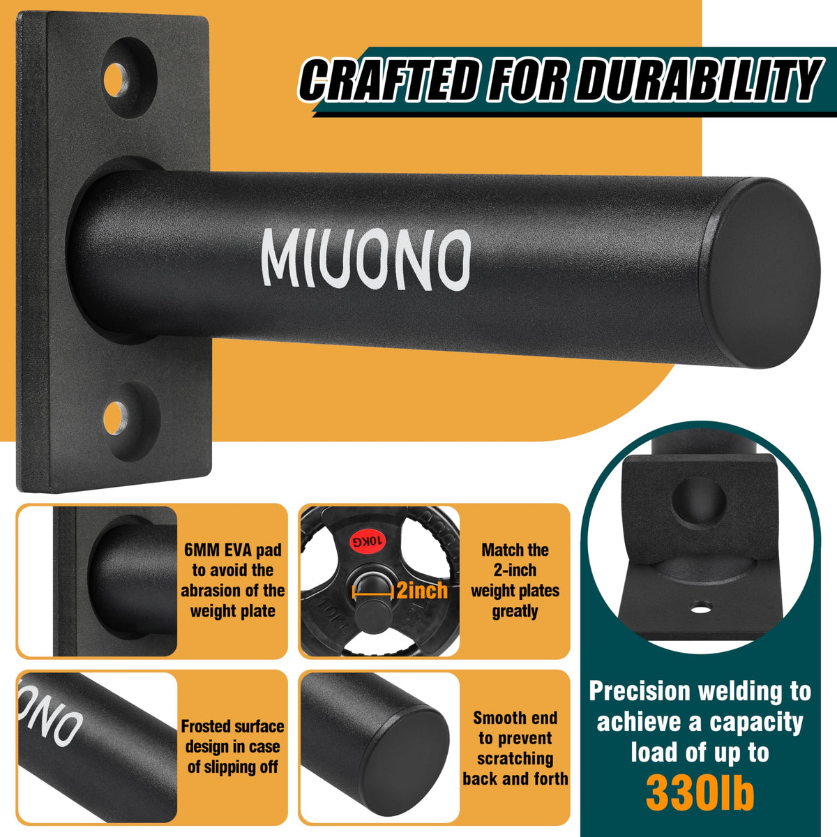 MIUONO Weight Plate Holder, 2 Pack Weight Plate Rack, Fit for 2 Inch Olympic Plate Storage Home Gym