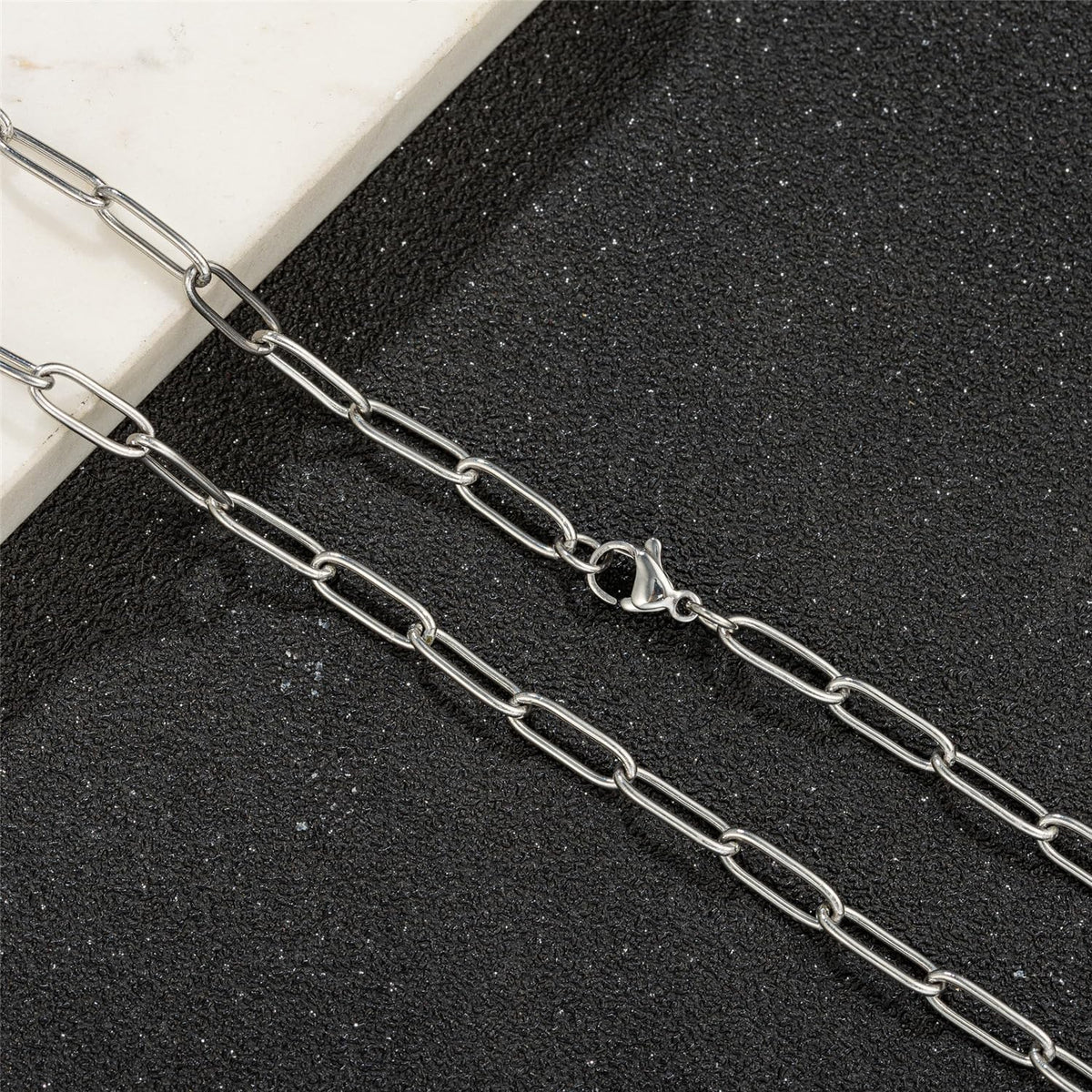 kelistom 14K Gold Filled Stainless Steel Paperclip Chain Bracelet for Women, 7.5” Rectangle Link Bracelets, Waterproof and Never Tarnish (stainless steel)