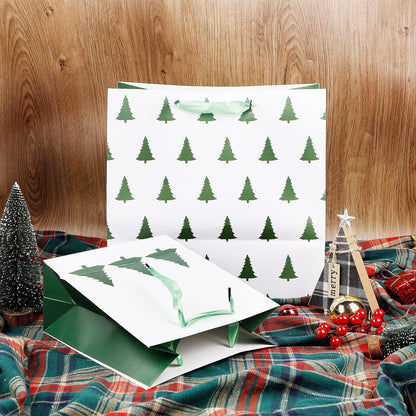 Lulu Home Christmas Wrapping Bags, 24 Packs Assorted Size Art Paper Gift Bags Set with Handles, Xmas Large Medium Small Bottle Bags for Holiday Birthday Present Packaging