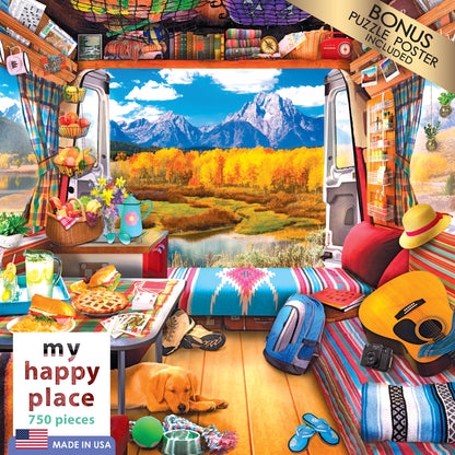 RoseArt - My Happy Place - Van Life - 750 Piece Jigsaw Puzzle for Adults