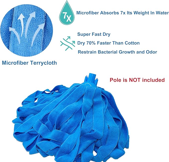 Microfiber Cloth String Mop Head Refill, Loop End Screw On Mop Head Compatible