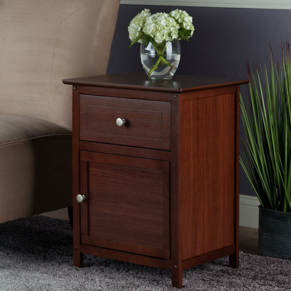 Winsome 25 x 18.9 x 14.96-Inch Wood Night Stand/Accent Table, Brown (94215)