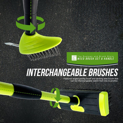 Weed Remover Tool Wire Brush Scraper Set with Metal Broom & Weed Removal Head - Remove Weed & Moss from Block Paving Garden Path Patio and Driveway Easily