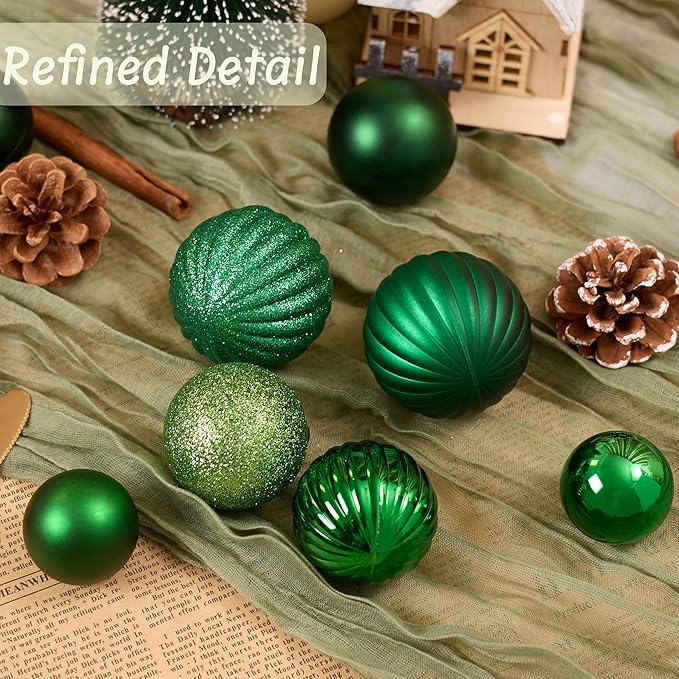 Christmas Tree Decorations Ornament Set, 50ct Dark Green Shatterproof Christmas Ball Ornaments Hanging Xmas Holiday Party Decor(1.57"-2.36")