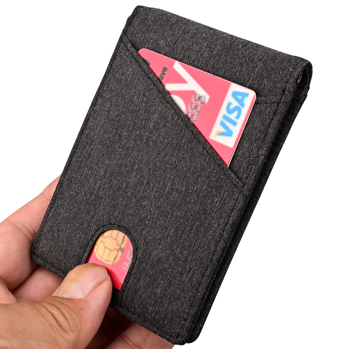 kinzd Slim Wallet with Money Clip RFID Blocking Minimalist Bifold Wallet for Men Genuine Leather Front Pocket Card Holder