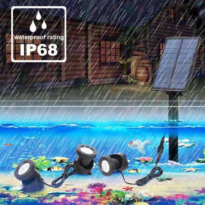 NATPOW Solar Pond Lights, Submersible Pond Light with 3 Lamps 18 LEDs Landscape Spotlight Underwater Lights IP68 Waterproof Amphibious Lighting Light for Garden,Outdoor(Long Press 3S to Turn on)