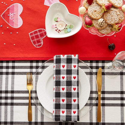 DII Valentine's Day Collection, Napkin Set, 20x20, Dobby Hearts Check