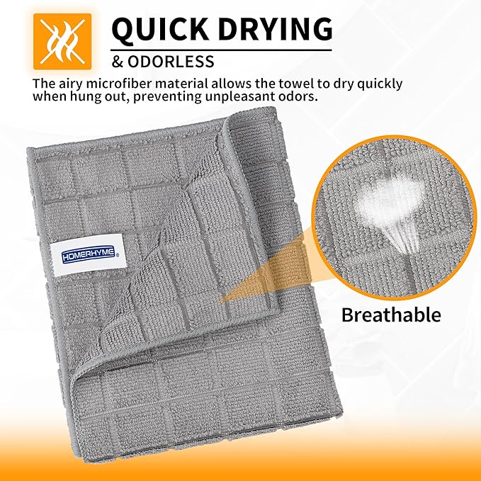 HOMERHYME Hand Towels for Bathroom, 24 Pack 25''*15'' Microfiber Grey Bath Hand