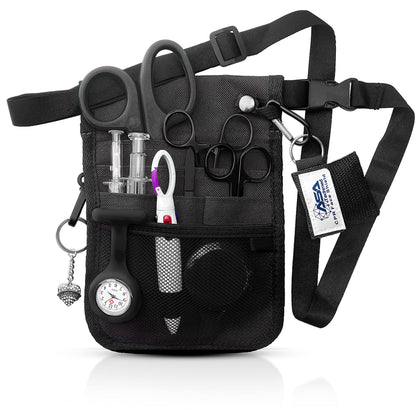ASA TECHMED Nurse Utility Belt – Complete Medical Belt Utility Kit, Pro Pack Pocket Organizer Pouch Hip Bag for EMT, CNA, NP, PA, Student, Black