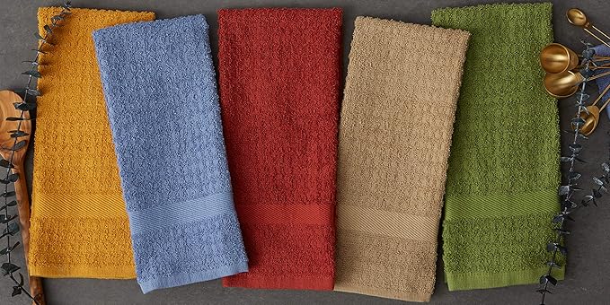 DII Basic Terry Collection Waffle Dishtowel Set, Solid Honey Gold, 4 Piece