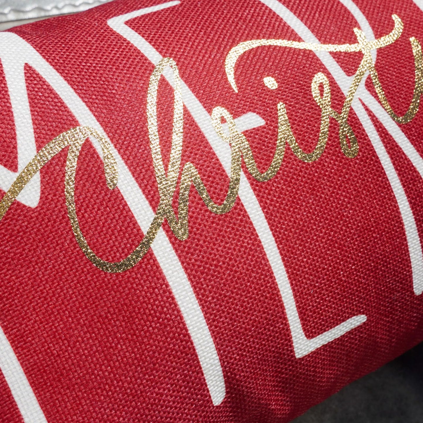 ONWAY Christmas Pillow Cover 12x20 Inch Merry Christmas Lumbar Pillow Cover Gold Red Decorative Throw Pillows Farmhouse Winter Holiday Decor Cushion Case for Sofa Couch Home Decorations