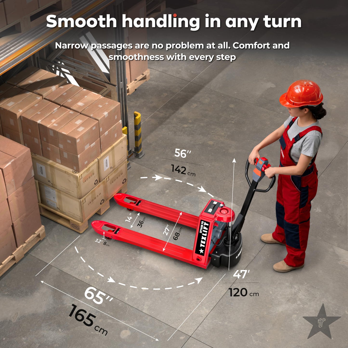 Electric Pallet Jack 3300 lbs Capacity, 48V Lithium Battery Powered Walkie Pallet Truck, Fully Electric Lift & Drive, 48" x 27" Forks, Warehouse Material Handling Equipment (US-EPT33K PD)