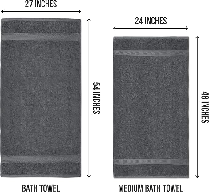Utopia Towels 6 Pack Medium Bath Towel Set, 24 by 48 Inches, 500 GSM 100% Ring