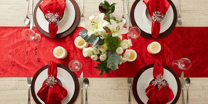 DII Velvet Collection Tabletop, Table Runner, 14x72, Red