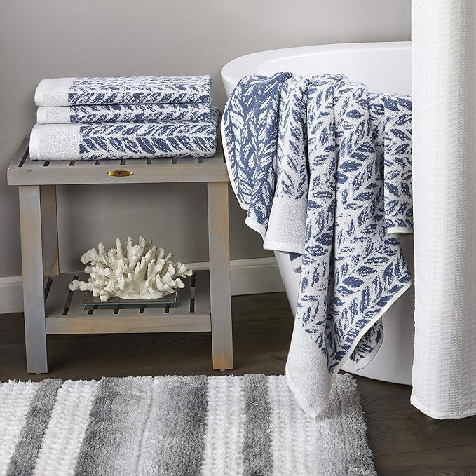 SKL Home Distressed Leaves 100% Turkish Cotton Premium 2-Piece Hand Towel Set