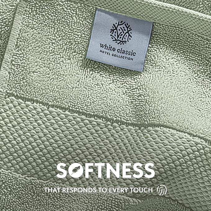 White Classic Luxury Light Green Hand Towels