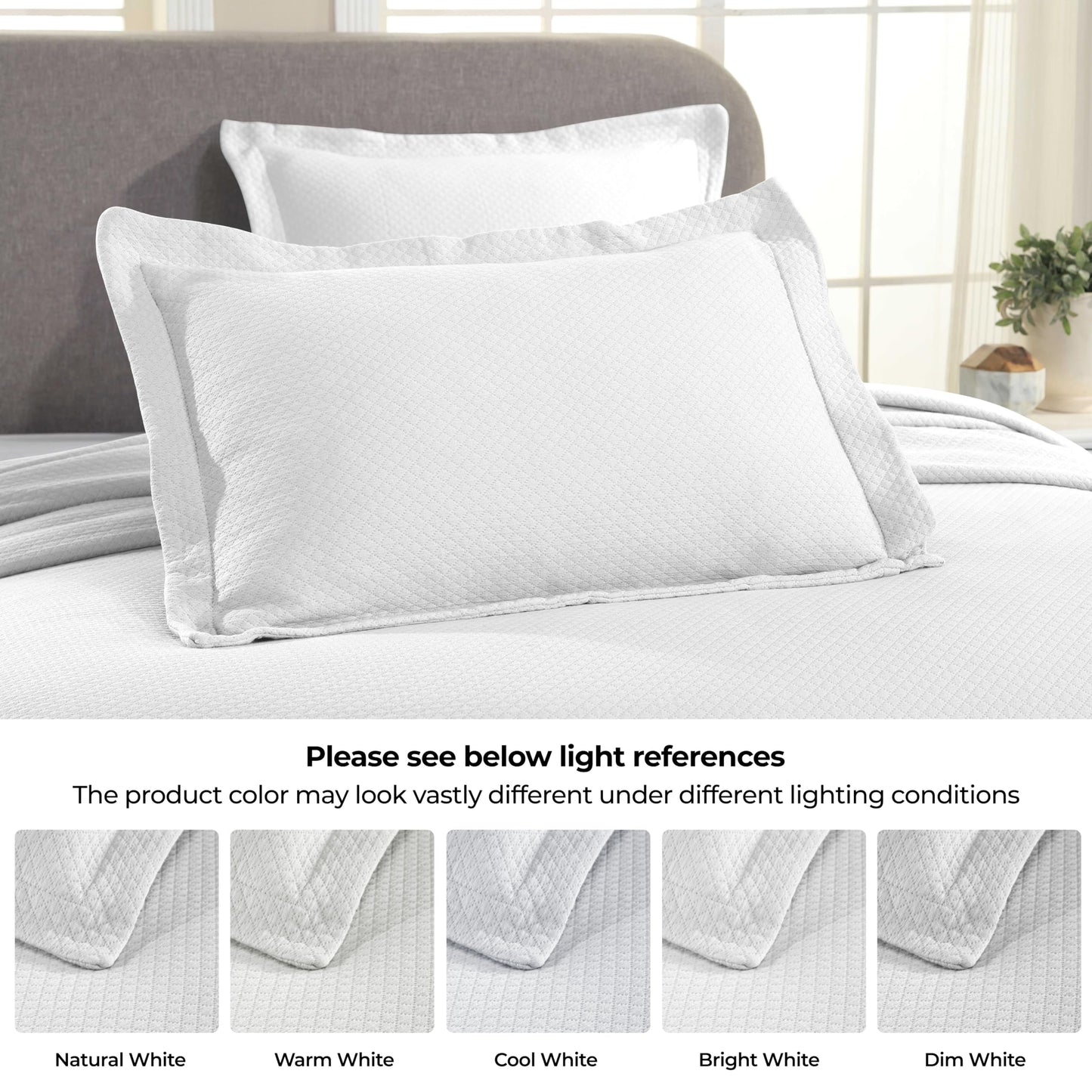 Superior Solitaire Cotton 3 Piece Bedspread Set, Home Bed Decor, Decorative Textured Bed Spread, 2 Pillow Shams, Airy Blanket, Matelasse Coverlet Bedding, All-Season Accent Blanket, King, White