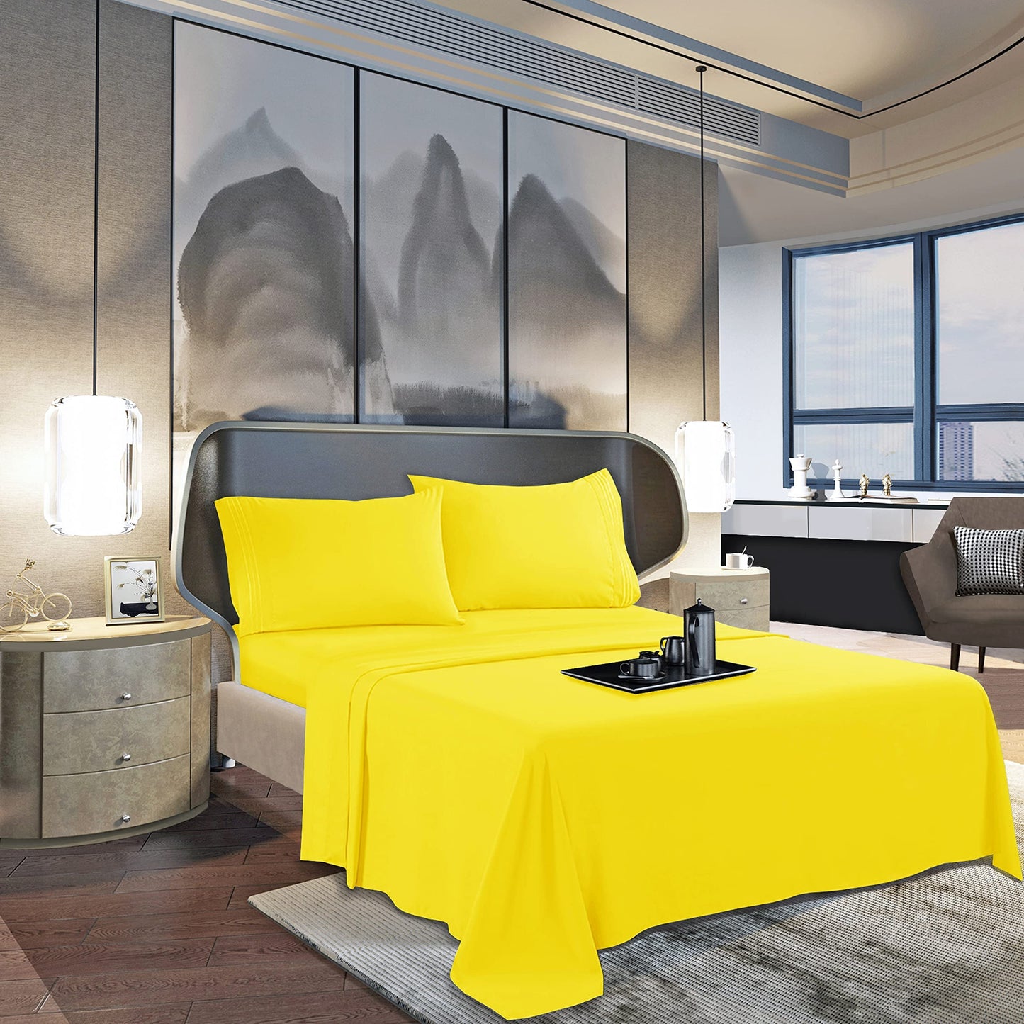 Mocassi Pillow Cases Standard Size Set of 2 - Pillow Covers - Pillow Protector - Hotel Luxury 1800 Thread Count Bedding Sheets & Cooling Pillowcases (Set of 2 Standard/Queen Size, Yellow)