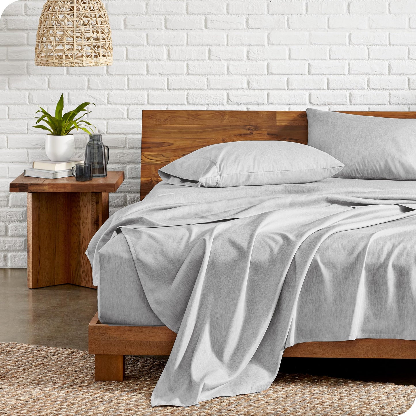 Bare Home Queen Sheet Set - Luxury 1800 Ultra-Soft Microfiber Double Brushed - Deep Pockets - Easy Fit - 4 Piece Set - Bedding & Pillowcases (Queen, Heathered Pewter)
