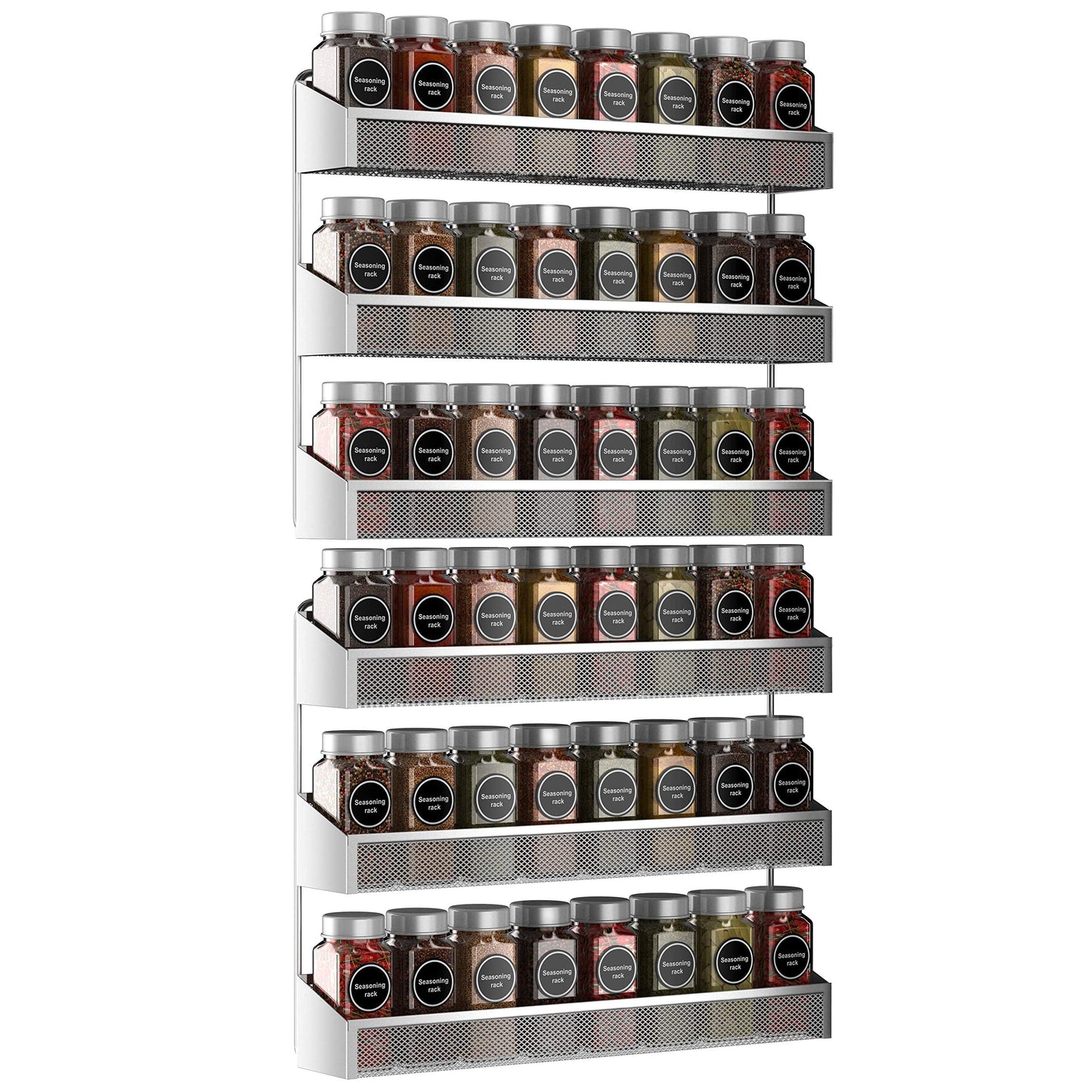 Auledio 2 Pack Spice Rack Organizer, 3 Tier Counter-top Stand or Wall Mounted Storage Rack Hanging Shelf for Kitchen Cabinet, Cupboard, Pantry Door or Bathroom Shower Cosmetic - Chrome