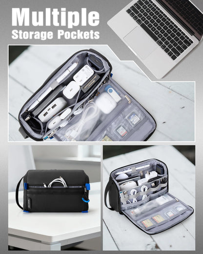 Smasrob Electronics Organizer Travel Case, Water Resistant Tech Bag Charger Pouch for Cord, Cable, Cards, Phone, Airpods, Black