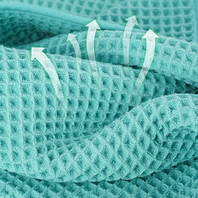 Microfiber Waffle Face Towels, 2 Pieces, Fast Drying, Lint Free 430 GSM