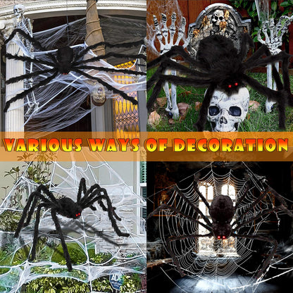 Halloween Decorations Outdoor, 200 LED Halloween Giant Spider Web Lights, 16.4Ft Lighted Spider Web Light up for Yard Haunted House Decor