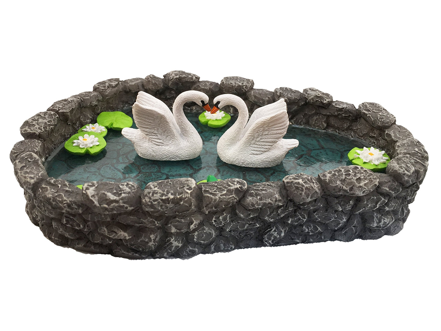 GlitZGlam Miniature Swan Pond - Love is in the Air! A Miniature Swan Pond for Miniature Fairy Garden and Miniature Garden Accessories