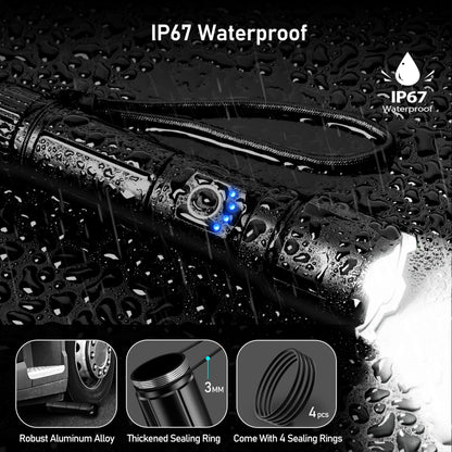 Blukar LED Torch Rechargeable, Super Bright Torches High Lumens -Adjustable Focus, 5 Modes, 5000 mAh Long Lasting, IP67 Waterproof, Powerful Handheld Flashlight for Camping, Hiking, Emergency