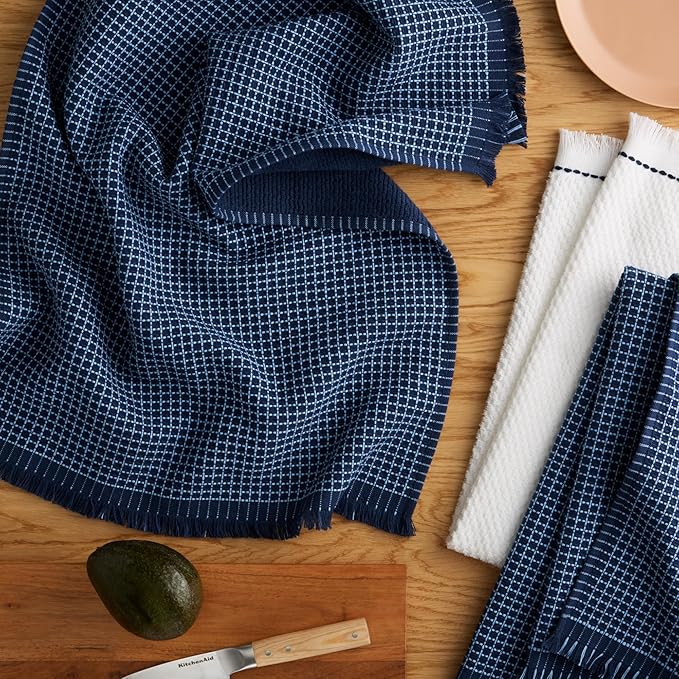KitchenAid Gourmet Series Gridlines Kitchen Towels 3-Pack Set, 100% Cotton