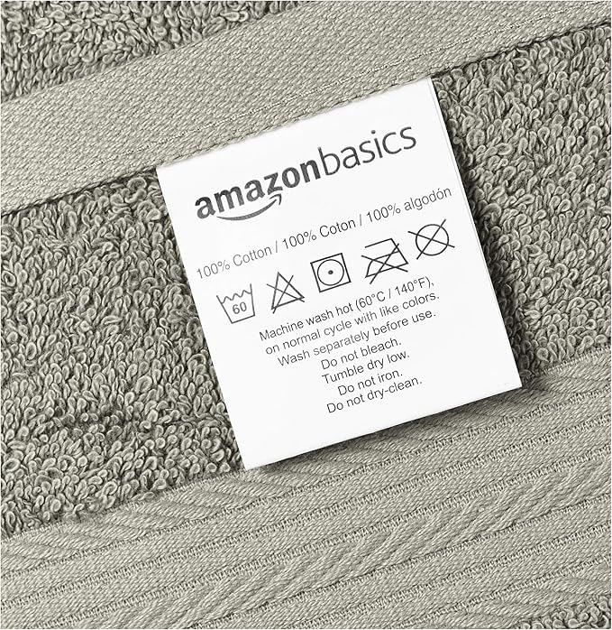 Amazon Basics 6-Piece Fade-Resistant 100% Cotton Hand Towels