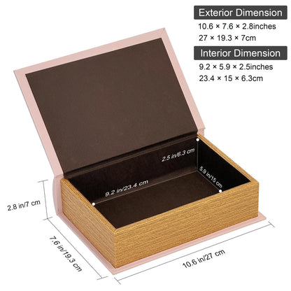PACOLO Decorative Book Boxes, Faux Wood cover Storage for Hidden Jewelry, Money, and Cash (I LOVE YOU)