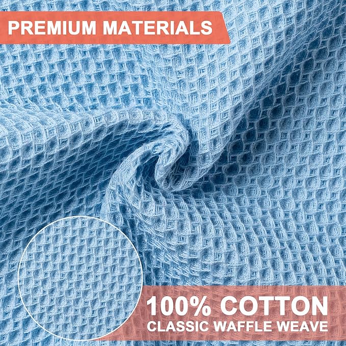 BOOMIBOO 6-Pack Kitchen Dish Cloths, 100% Cotton Waffle Weave, Ultra Soft