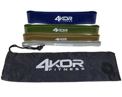 Extra Thick Exercise Resistance Bands - Set of 4 Loop Bands by 4KOR Fitness (15 to 60 lbs)