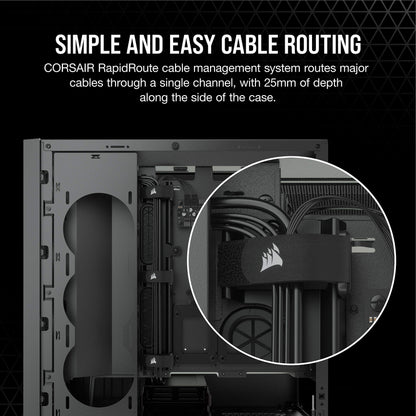 Corsair 5000D Airflow Tempered Glass Mid-Tower ATX Case (High-Airflow Front Panel, Corsair RapidRoute Cable Management System, Two Included 120mm Fans, Motherboard Tray with Fan Mounts) Black