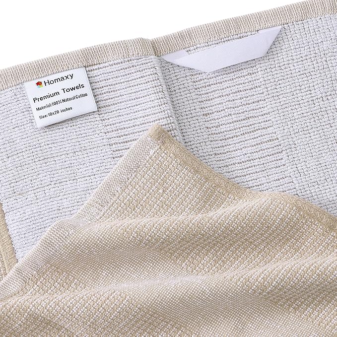 Homaxy Premium Kitchen Towels, Large Cotton Kitchen Hand Towels, Flat and Terry