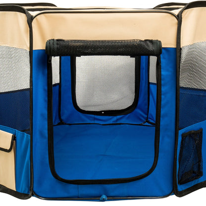 BIGWING Style Puppy Playpen,Oversize Dog Playpen,Portable Foldable,Removable Top and Bottom,Indoor and Outdoor Use,With Carry Bag,(Blue,XL)