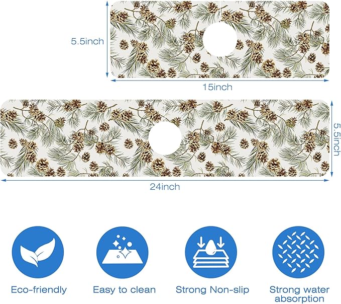 Abstract Pine Cones Sink Faucet Absorbing Mat Splash Guard Behind Faucet Sink