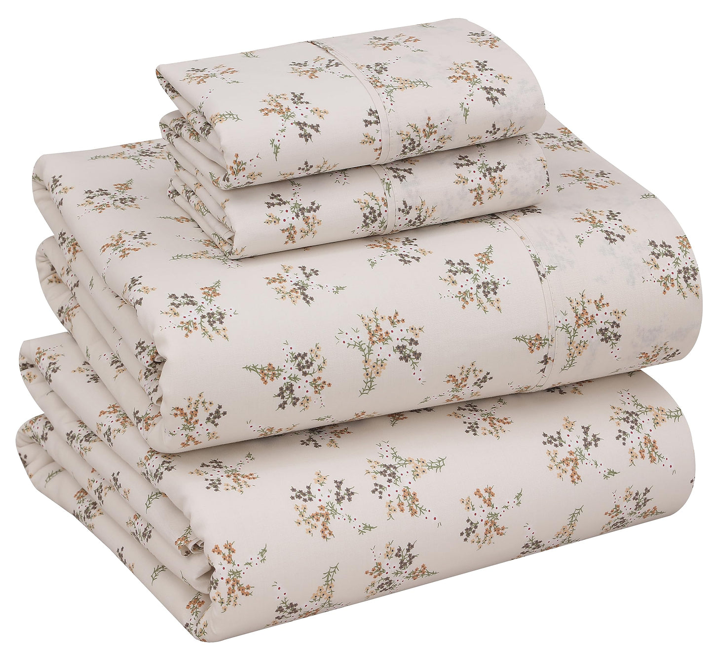 RUVANTI 100% Cotton Percale Sheets Full Size, Twin Spring