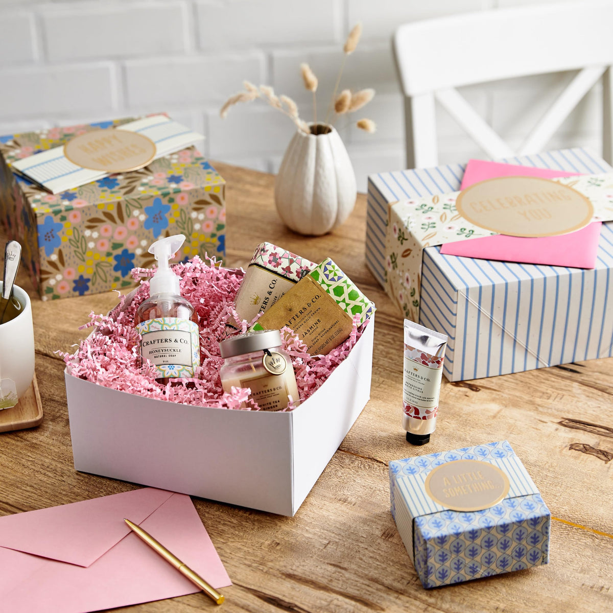 Hallmark Gift Boxes 3-Pack Assorted Sizes (Flowers and Stripes) for Valentine's Day, Birthdays, Bridal Showers, Mother's Day, Best Friends, Gifts for Her, Wrapped Treats and Cookies