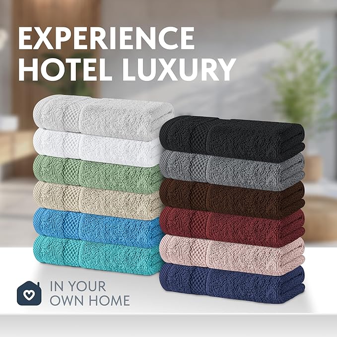 White Classic Luxury Cotton Washcloths 13x13 Inch