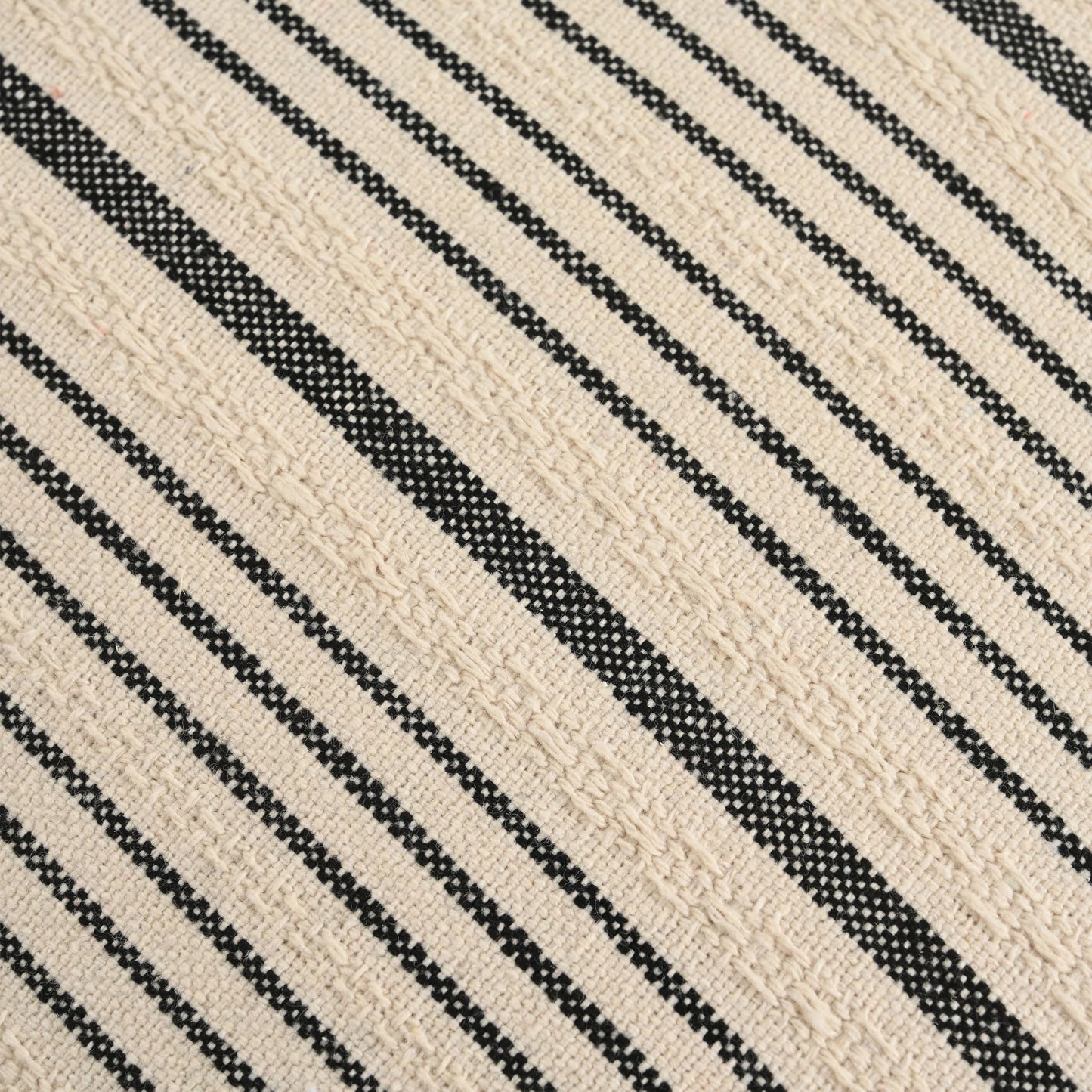 NAVIBULE Black Pillow Covers Linen Farmhouse Throw Pillow Covers Outdoor Striped Decorative Square Throw Pillows for Couch Sofa Bed 18x18 in Pack of 2 Black and Cream