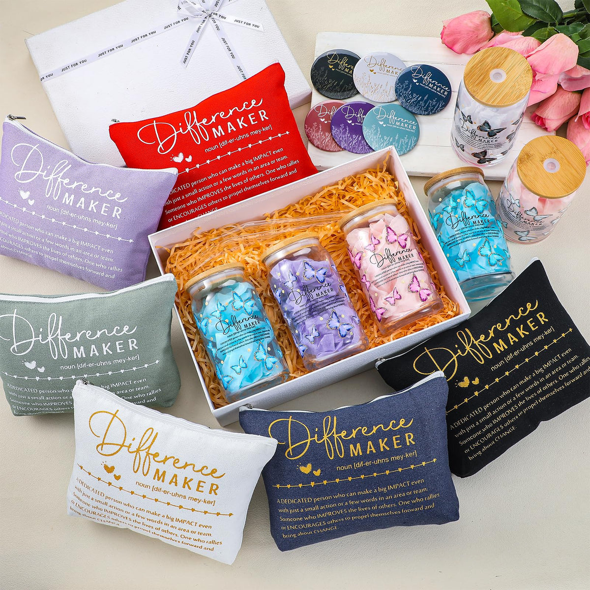 Skylety 18 Pcs Difference Maker Thank You Gifts for Women Administrative Professional Day Bulk Appreciation Gifts for Employee Volunteer Office Staff Coworker Teacher Coach Nurse Work Team(Stylish)