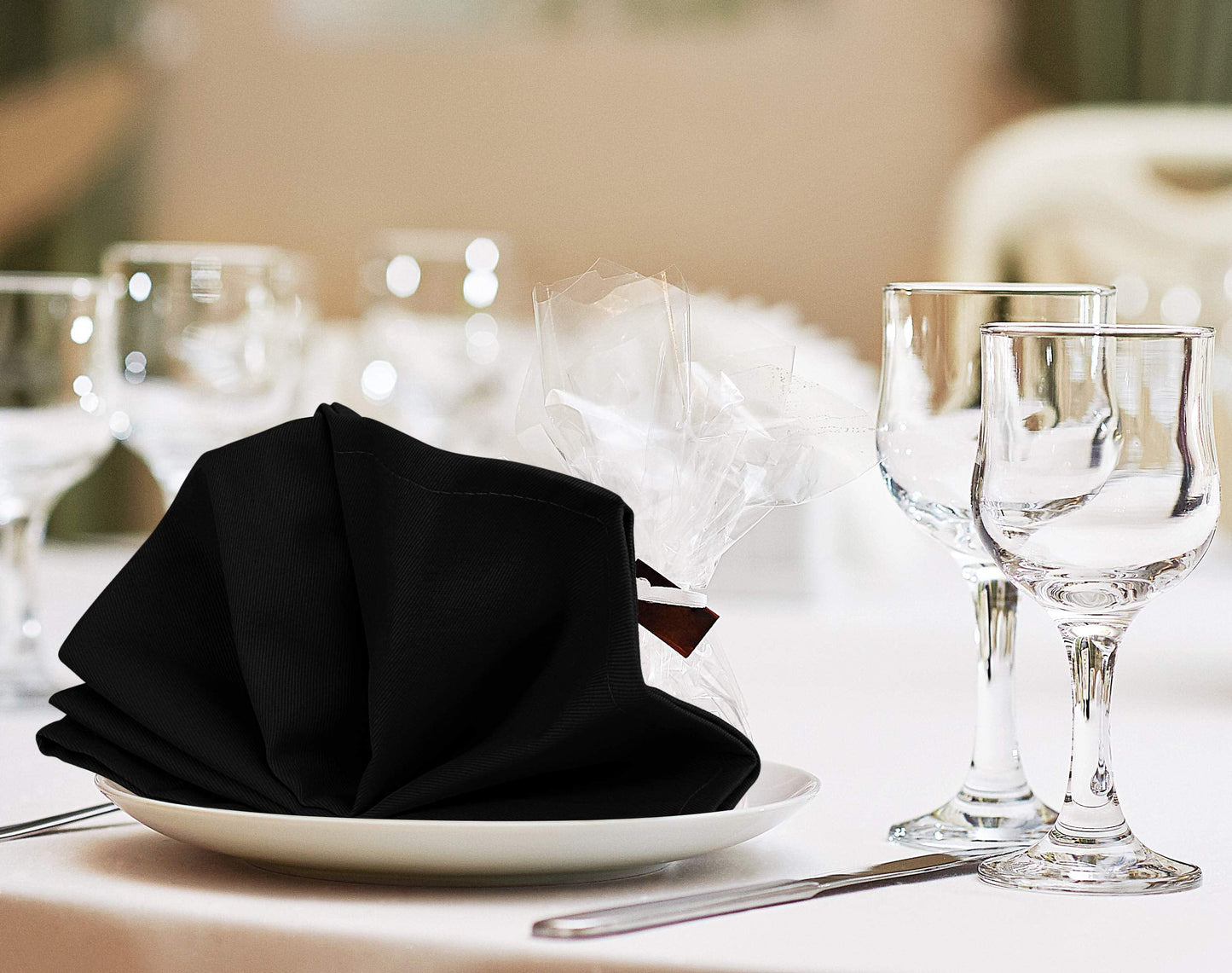 Utopia Kitchen Cloth Napkins [12 Pack] 46x46cm, Cotton Blend Washable and Reusable Table Dinner Napkins for Hotel, Lunch, Restaurant, Weddings, Event and Parties (Black)